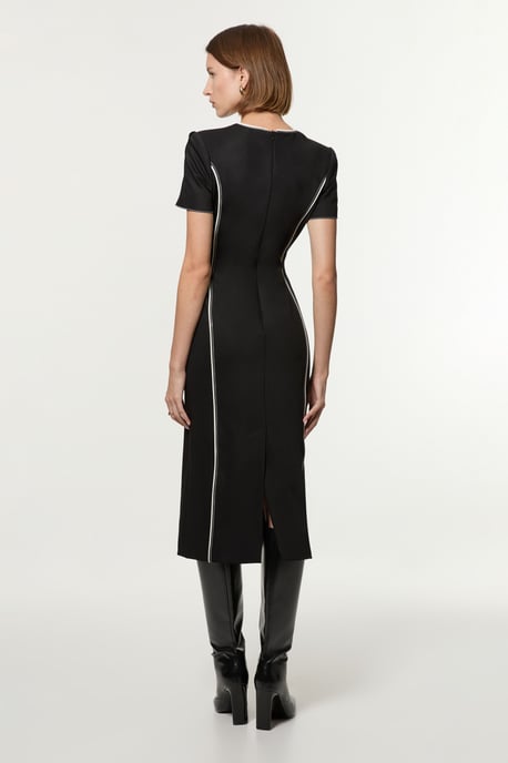 Tailored Contrast Tipped Stitch Detail Midi Dress - Image 4