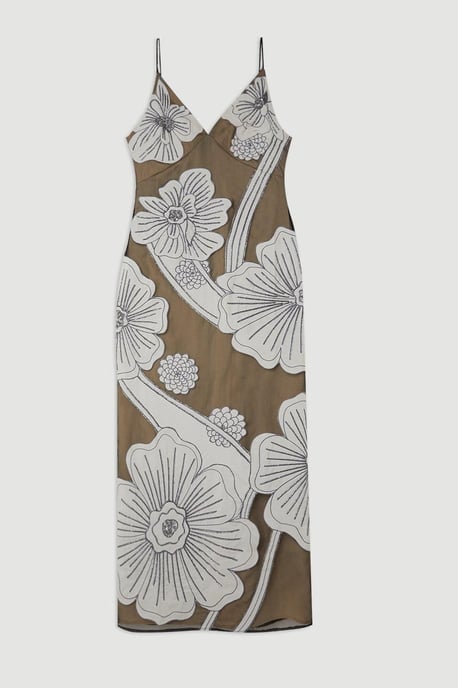 Applique Organdie Woven Midi Dress - Image 4