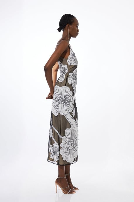 Applique Organdie Woven Midi Dress - Image 5