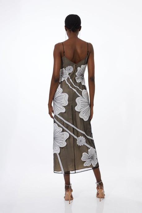 Applique Organdie Woven Midi Dress - Image 6