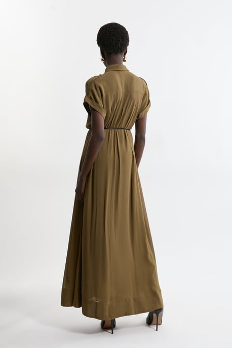 Petite Pleated Woven Viscose Maxi Shirt Dress - Image 6