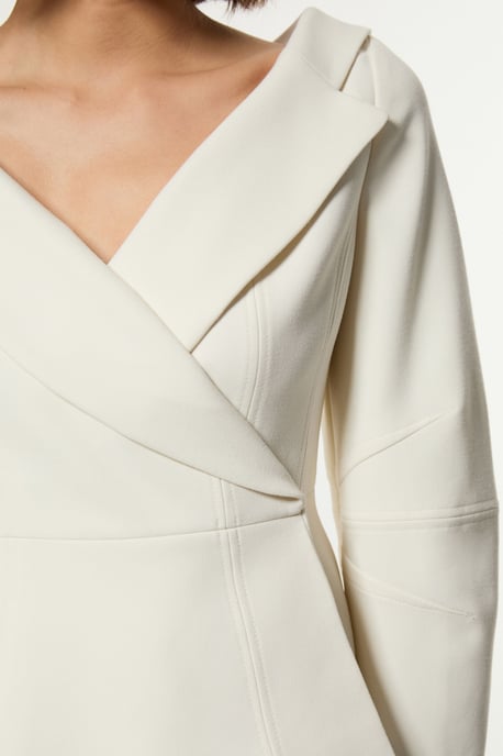 Compact Stretch Tailored Assymetric Peplum Jacket - Image 2