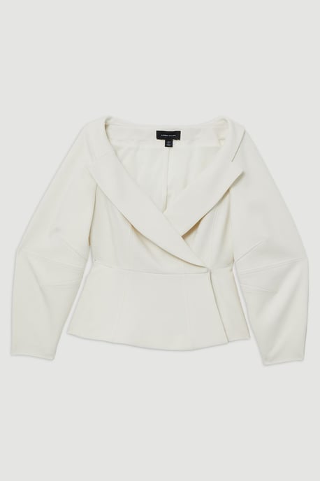 Compact Stretch Tailored Assymetric Peplum Jacket - Image 4