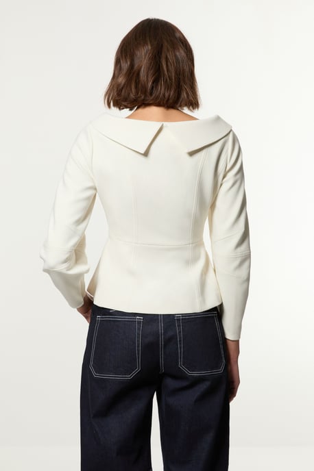 Compact Stretch Tailored Assymetric Peplum Jacket - Image 5