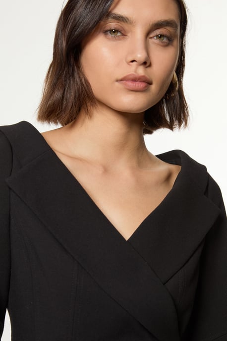 Compact Stretch Tailored Assymetric Peplum Jacket - Image 2
