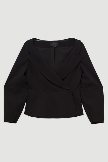 Compact Stretch Tailored Assymetric Peplum Jacket - Image 4