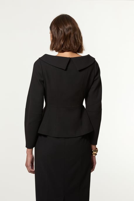 Compact Stretch Tailored Assymetric Peplum Jacket - Image 5