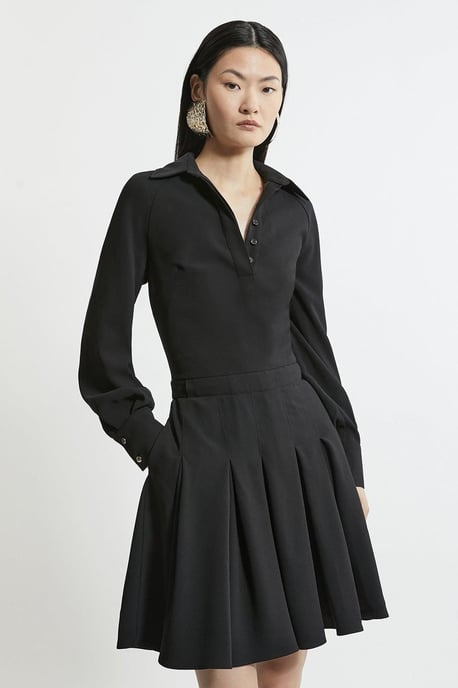 Petite Tailored Crepe Pleated Mini Dress - Image 1