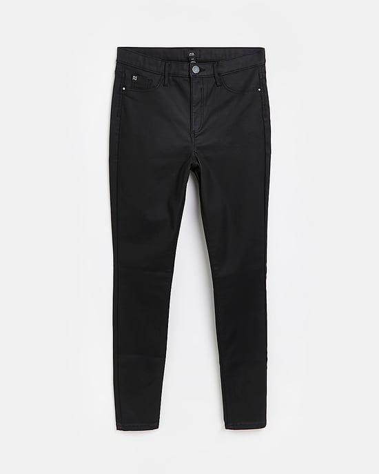 River Island Womens Skinny Jeans Black Molly Coated Mid Rise - Image 5