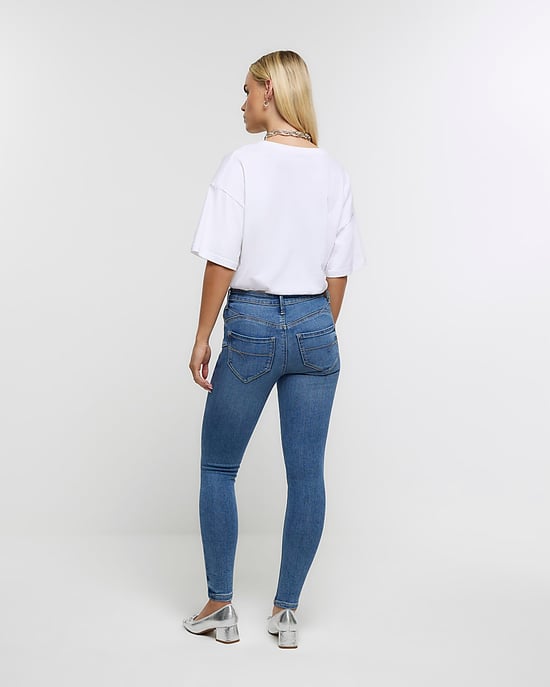 River Island Womens Skinny Jeans Petite Blue Bum Sculpt - Image 3