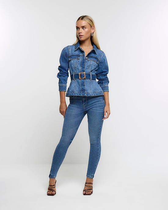 River Island Womens Skinny Jeans Petite Blue Bum Sculpt - Image 4