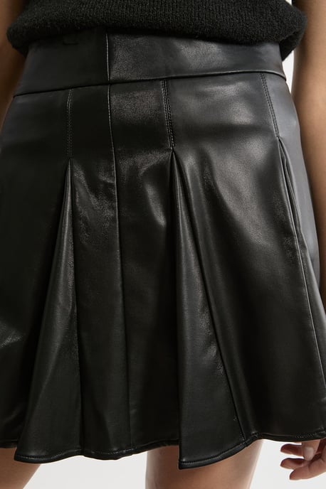 Faux Leather Flippy Mini Skirt - Image 2