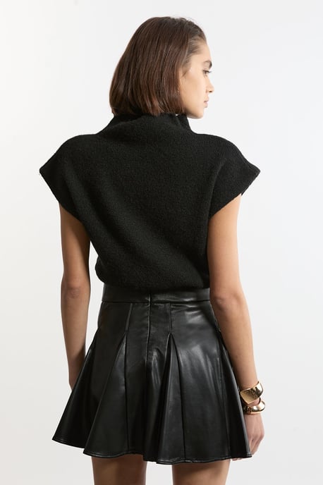 Faux Leather Flippy Mini Skirt - Image 5