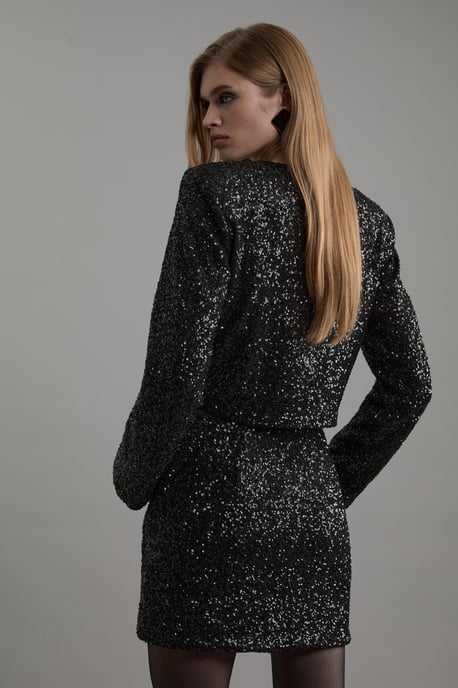 Sequin Tailored Wrap Over Mini Skirt - Image 6