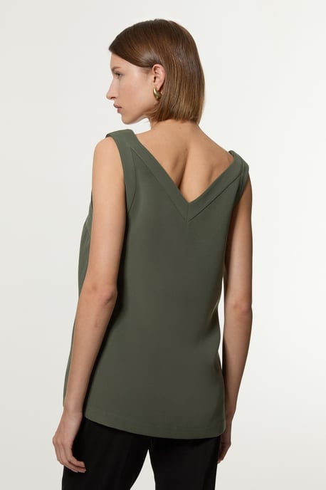 Tailored Crepe Essential Sleeveless Longline Top - Image 5