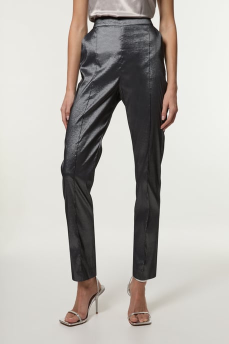 Fluid Tailored Metallic Straight Leg Trousers - Image 2