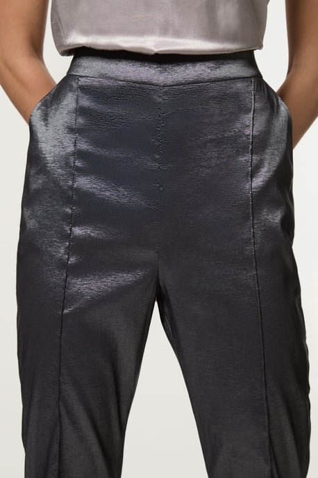 Fluid Tailored Metallic Straight Leg Trousers - Image 3