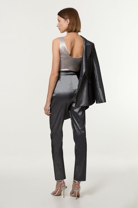 Fluid Tailored Metallic Straight Leg Trousers - Image 5
