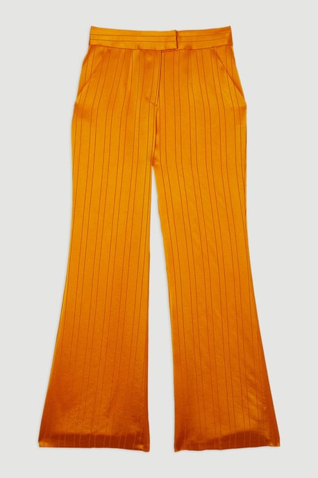 Premium Satin Pinstripe Tailored Straight Leg Trouser - Image 4