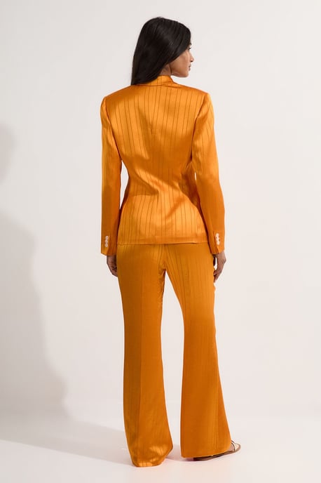 Premium Satin Pinstripe Tailored Straight Leg Trouser - Image 6