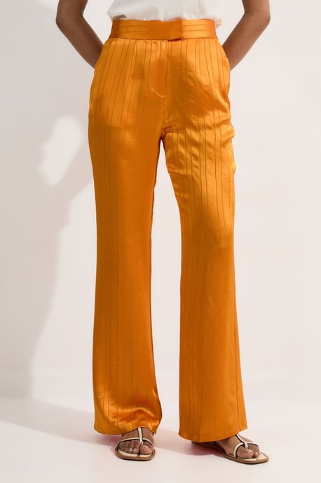 Petite Premium Satin Pinstripe Tailored Straight Leg Trouser - Image 2
