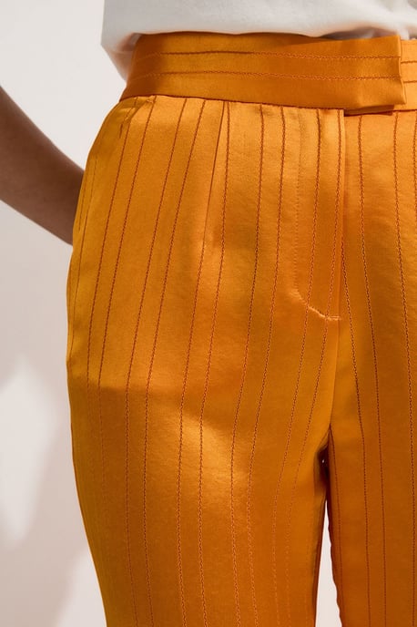 Petite Premium Satin Pinstripe Tailored Straight Leg Trouser - Image 5