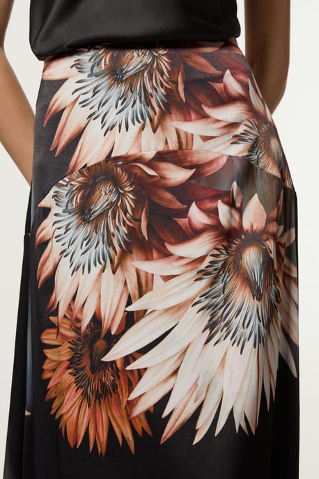 Viscose Satin Printed Panelled Train Maxi Skirt - Image 2