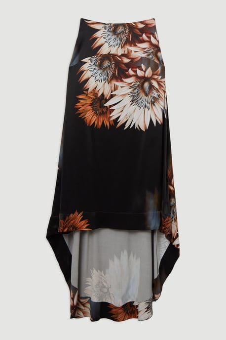 Viscose Satin Printed Panelled Train Maxi Skirt - Image 4