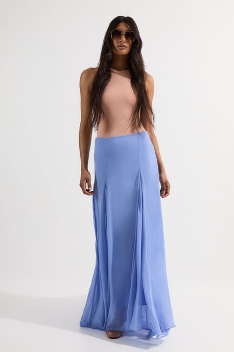Crinkle Georgette Godet Woven Maxi Skirt - Image 1