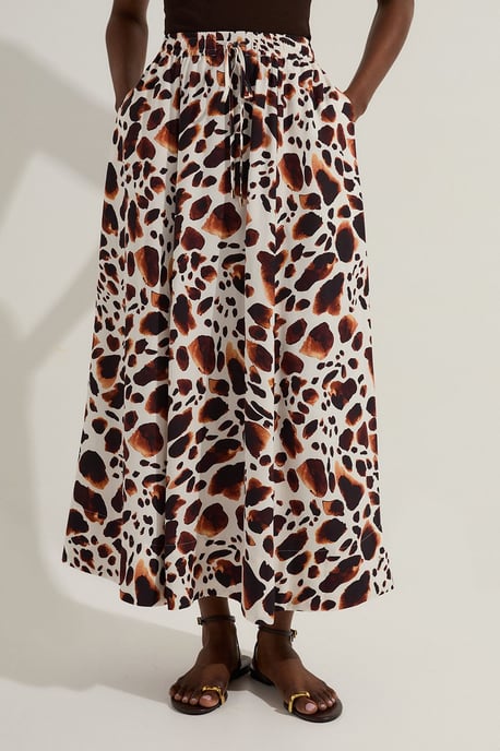 Premium Viscose Linen Tie Waist Woven Skirt - Image 2