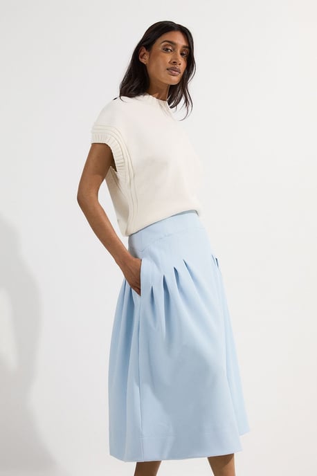 Tailored Textured Full Midi Skirt - Image 1