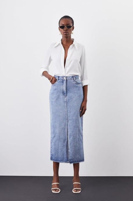 Petite Denim Midi Skirt - Image 1
