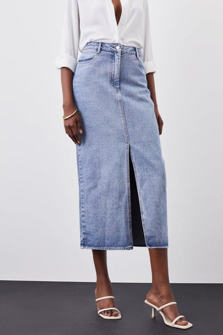 Petite Denim Midi Skirt - Image 2