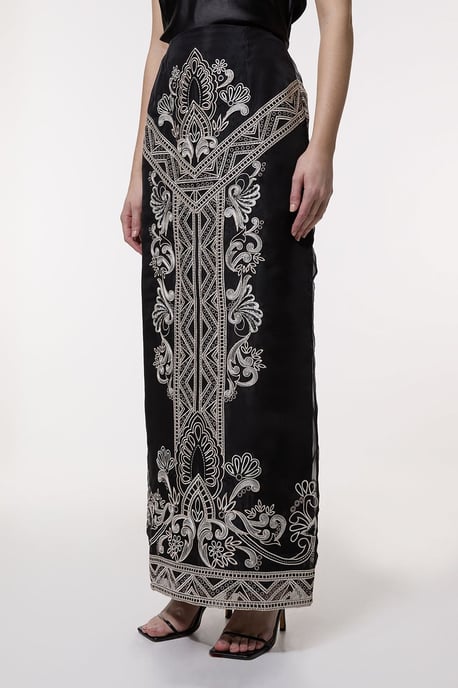 Embroidered Organdie Woven Midi Skirt - Image 3