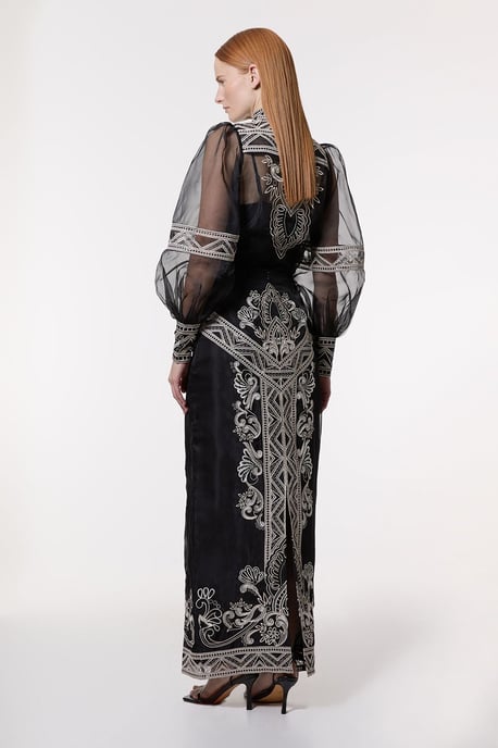 Embroidered Organdie Woven Midi Skirt - Image 5