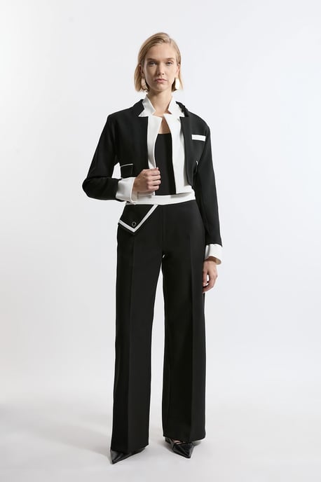 Compact Stretch Contrast Tipped Trouser - Image 1