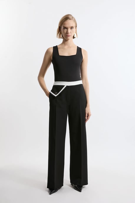 Compact Stretch Contrast Tipped Trouser - Image 3