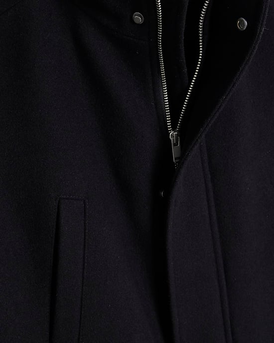 River Island Mens Coat Black Wool Blend Funnel Neck - Image 4