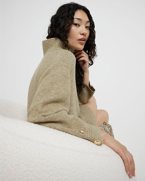 River Island Womens Mini Jumper Dress Khaki High Neck - Image 5