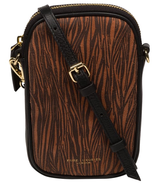 'Alaina' Animal Print Nappa Leather Cross Body Phone Bag - Image 1