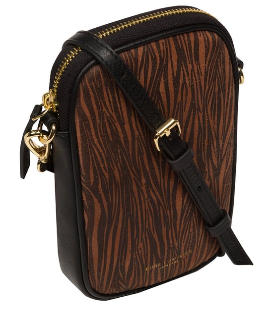 'Alaina' Animal Print Nappa Leather Cross Body Phone Bag - Image 5