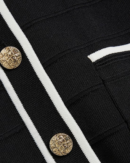 River Island Womens Cardigan Black Knit Button Up Military - Image 4