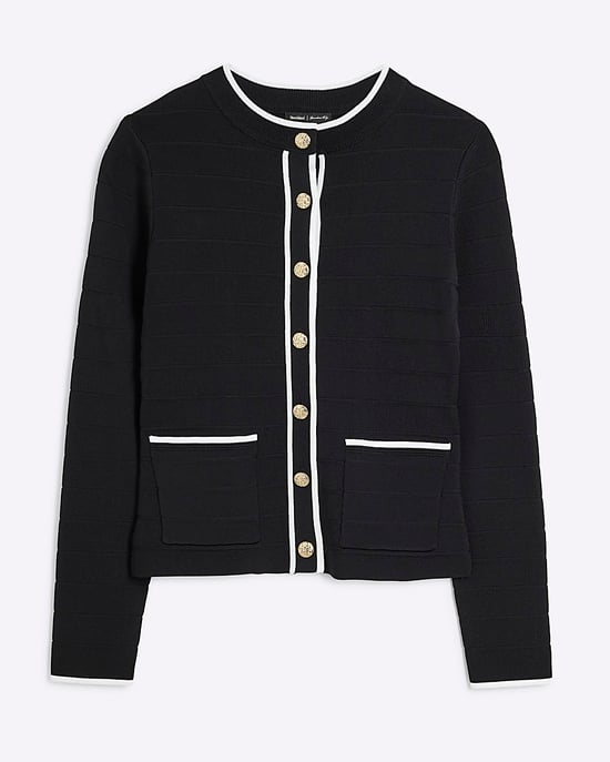 River Island Womens Cardigan Black Knit Button Up Military - Image 5