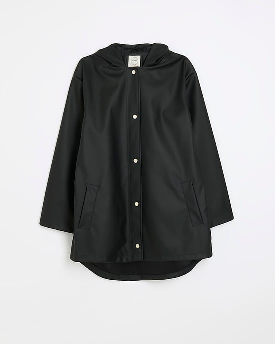River Island Womens Rain Coat Black Hooded - Image 5