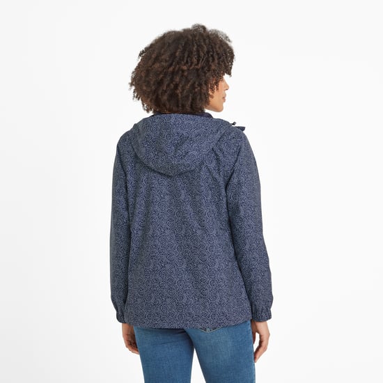 Craven Womens Waterproof Packaway Jacket - Dk Indigo Abstract Print - Image 2