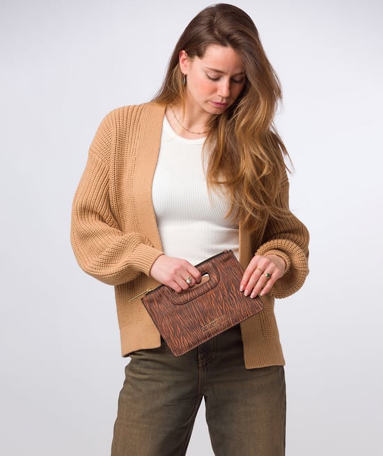 'Esher' Animal Print Nappa Leather Clutch Bag - Image 2