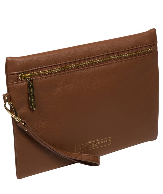'Arlesey' Tan Leather Clutch Bag - Image 3