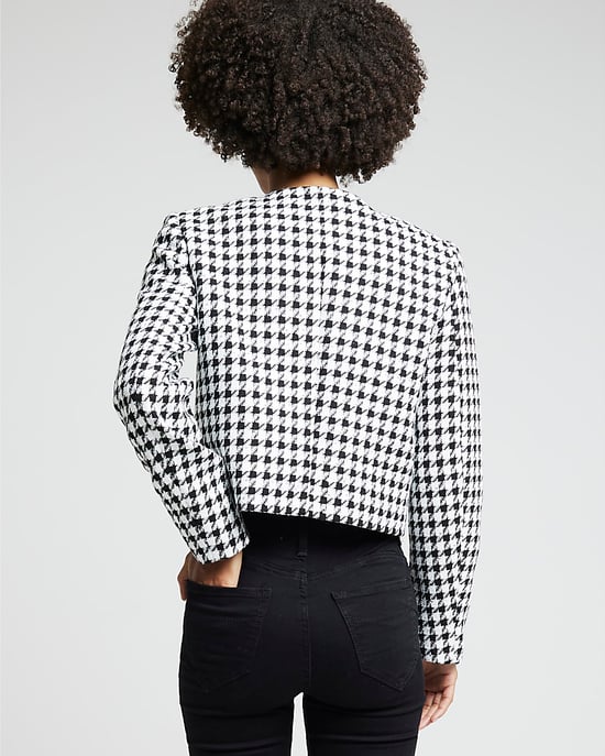 River Island Womens Trophy Jacket Black Boucle Dogtooth Cropped - Image 3