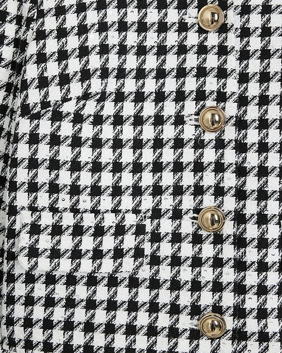 River Island Womens Trophy Jacket Black Boucle Dogtooth Cropped - Image 5