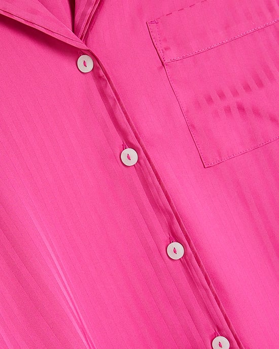 River Island Womens Pyjama Set Pink Striped Satin - Image 4